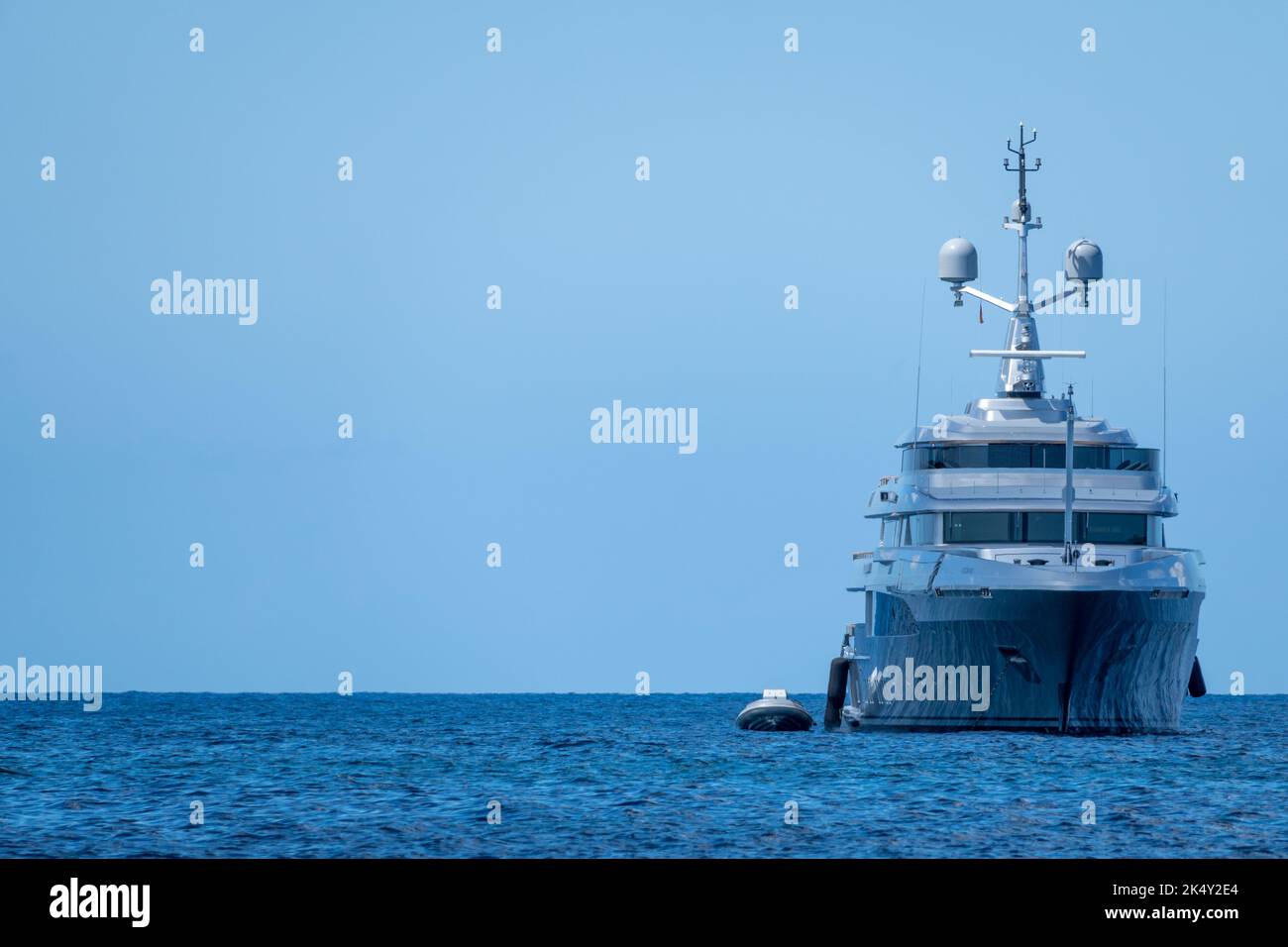Grey yacht anchored in Formentera Stock Photo