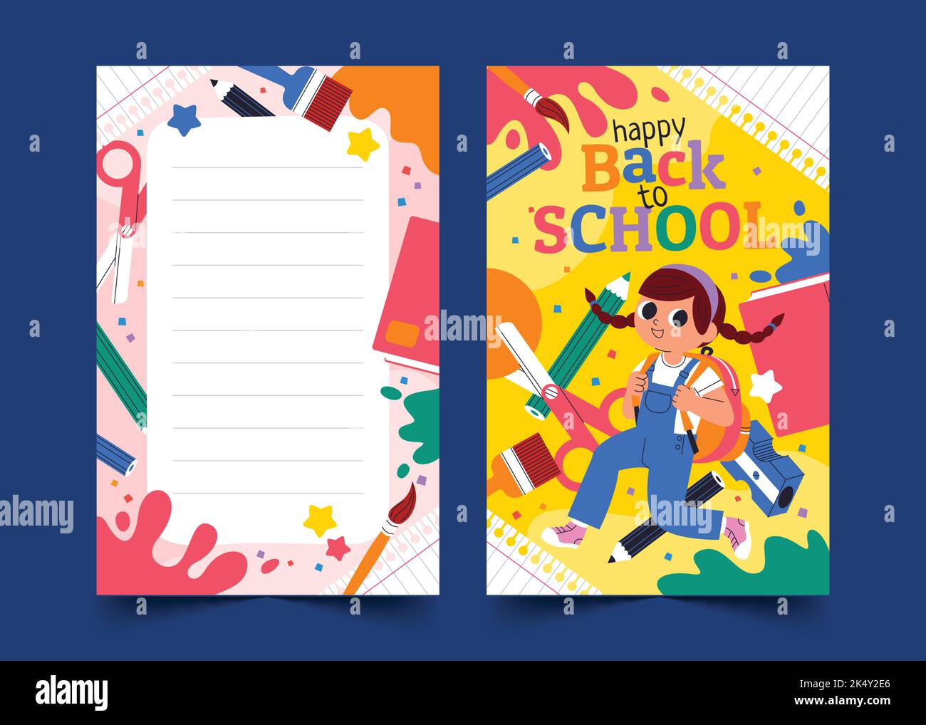 cartoon back school card template vector design illustration Stock Vector