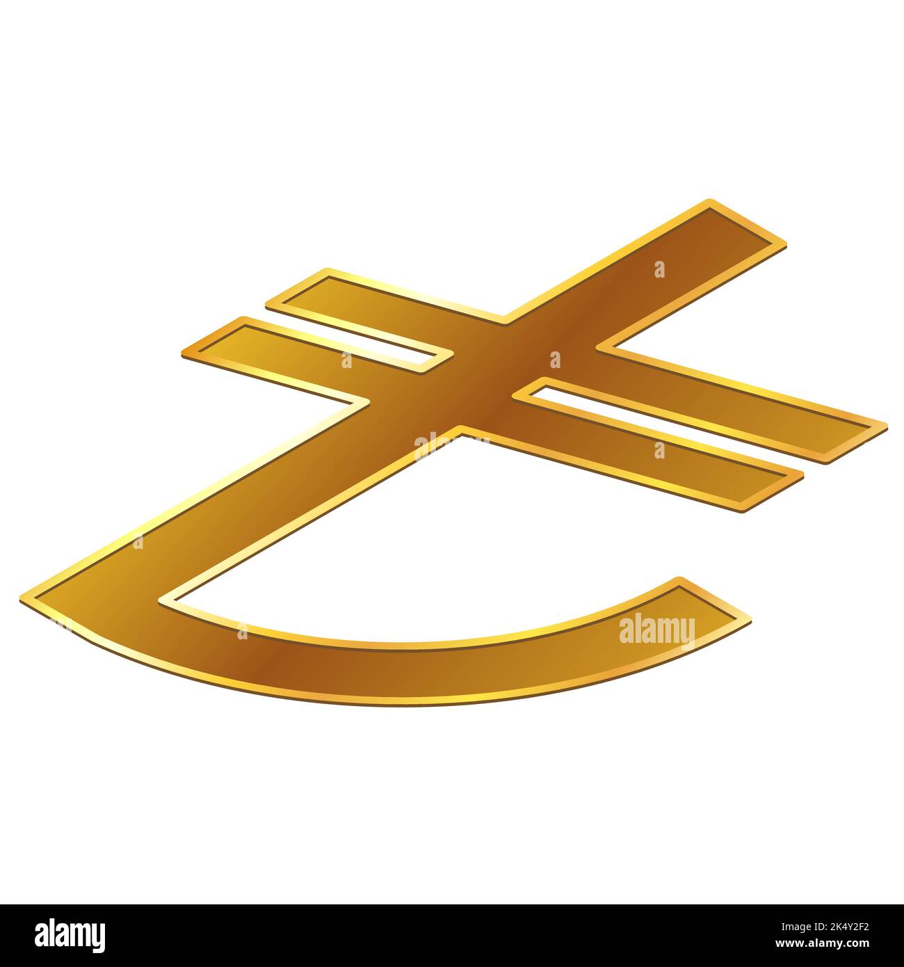 Turkish lira TRY currency golden sign isometric top view isolated on