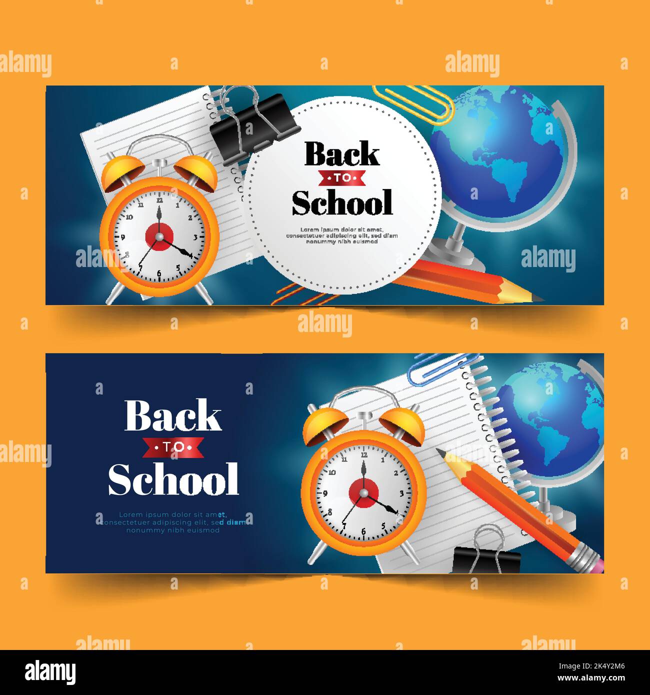realistic back school banners set vector design illustration Stock ...