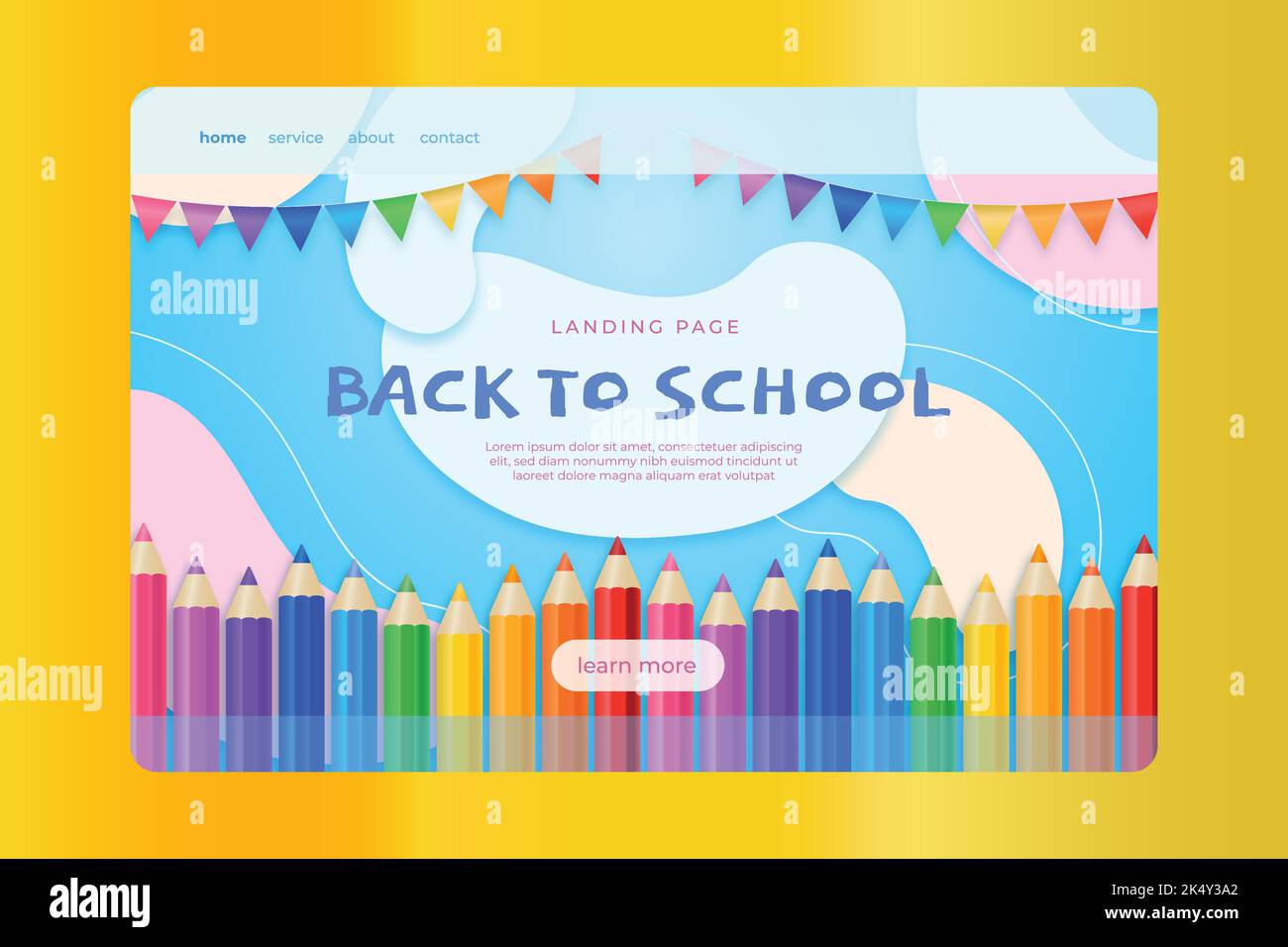 realistic back school landing page template vector design illustration ...