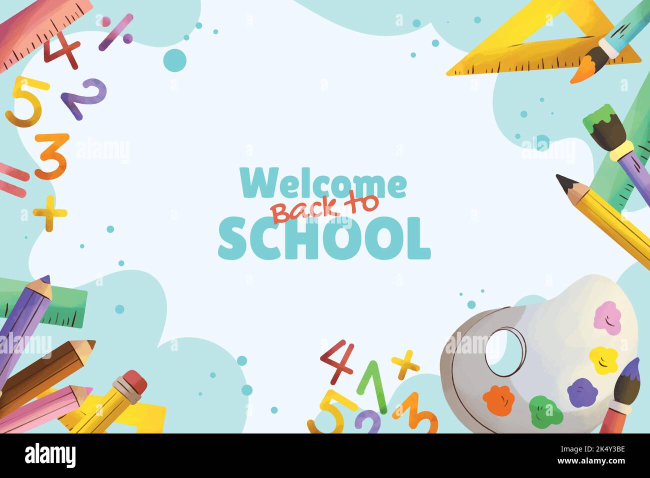 watercolor back school background vector design illustration Stock Vector
