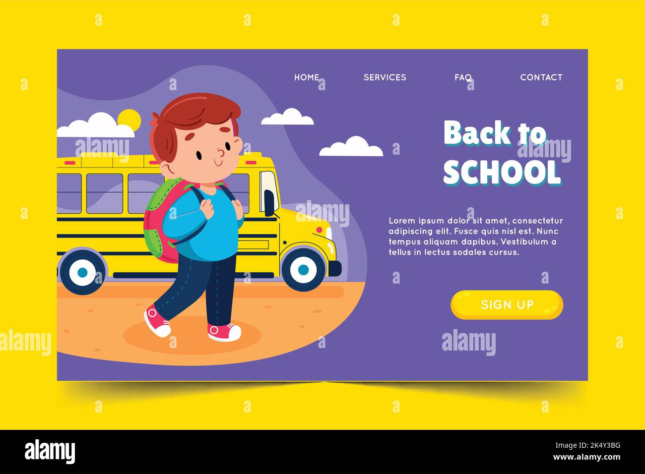 back school landing page template vector design illustration Stock Vector