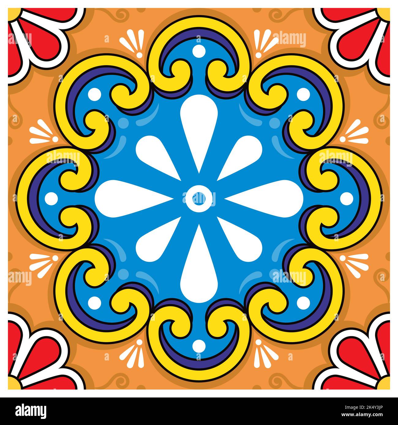 Mexican talavera style decorative vector seamless pattern with single ...