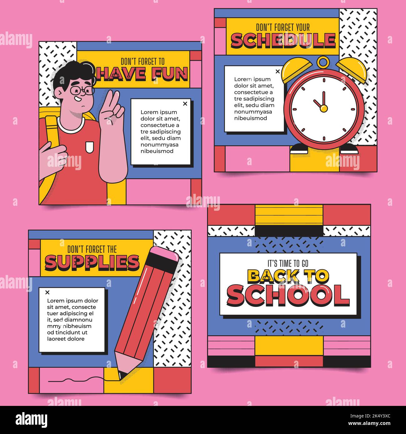 flat back school banners collection vector design illustration Stock Vector