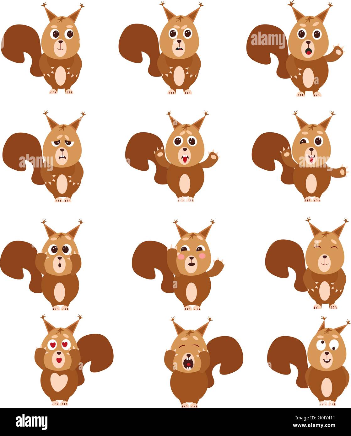 Squirrel icon set, illustration, vector on a white background. Stock Vector