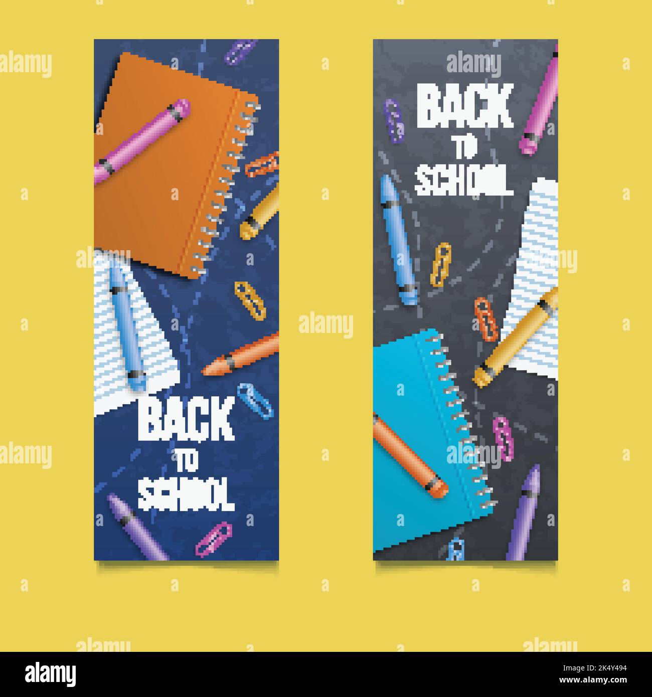 realistic back school banners set vector design illustration Stock ...