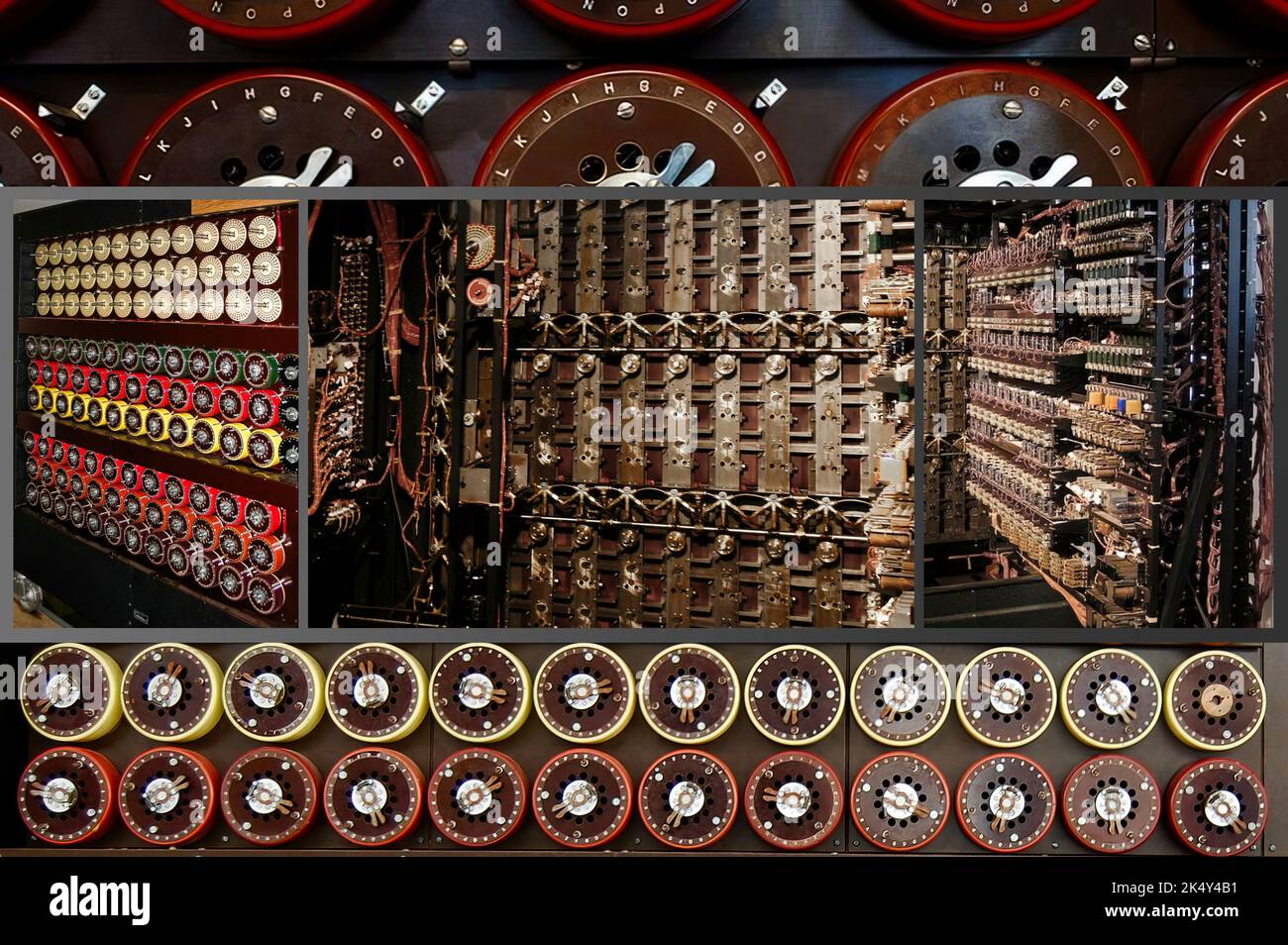 The Turing Bomb was a special calculating machine used to decipher German secret messages encoded with the Enigma machine. Stock Photo
