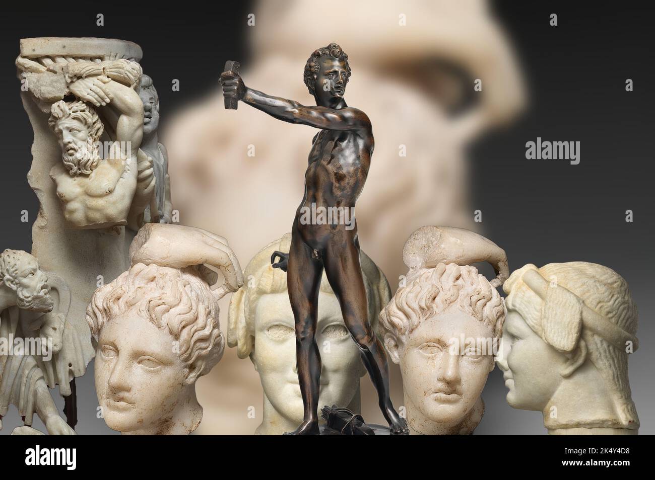 Depiction of authentic statues of ancient Rome of Apollo, god of music ...