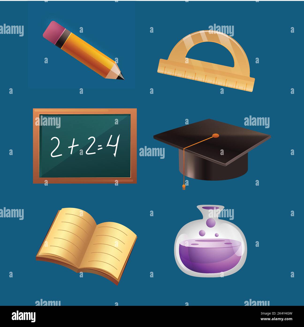 realistic back school elements collection vector design illustration ...