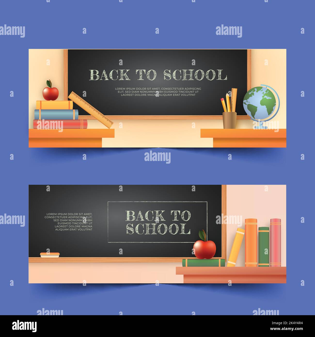 realistic back school banners set vector design illustration Stock ...