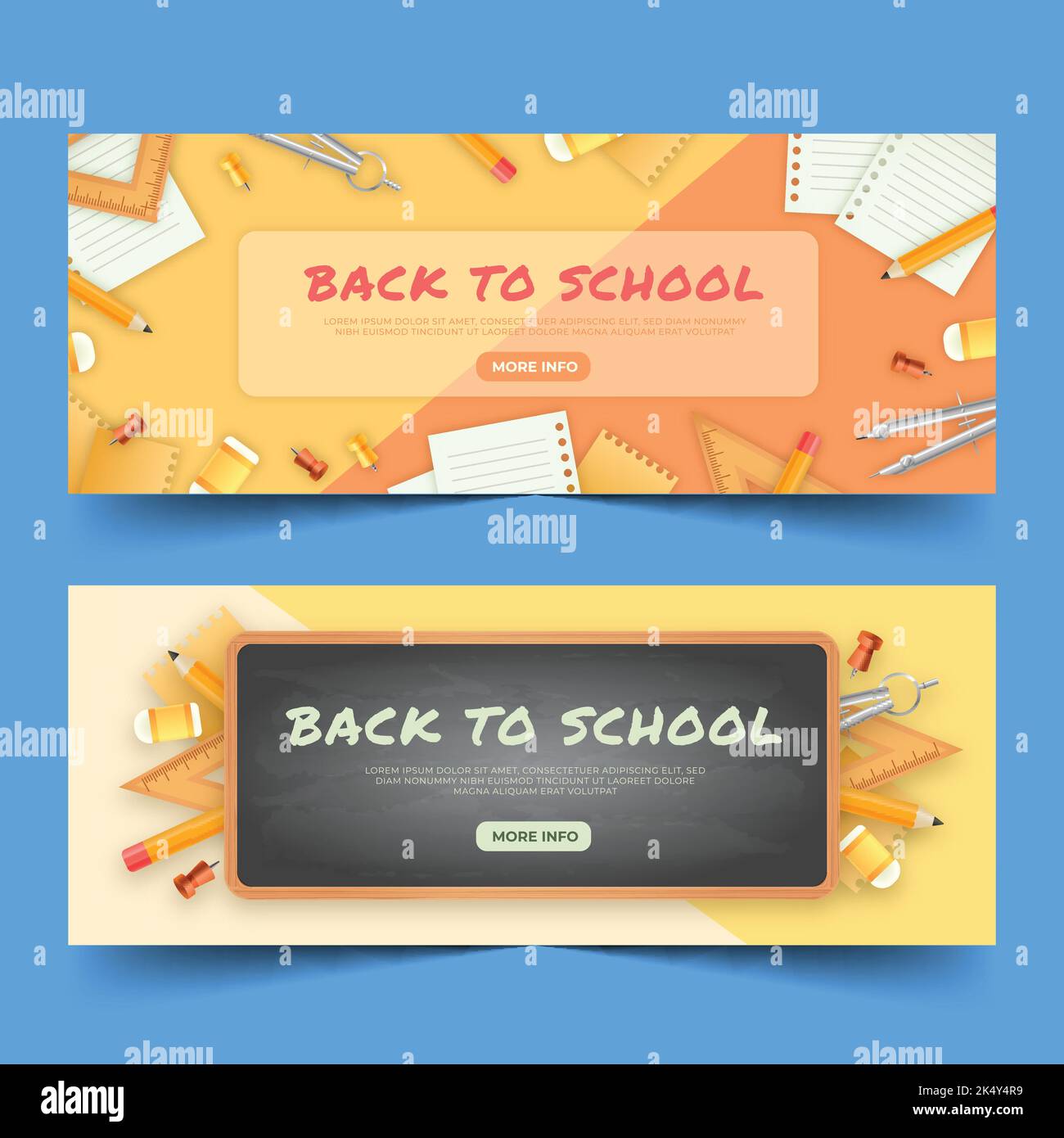 realistic back school banners set vector design illustration Stock ...