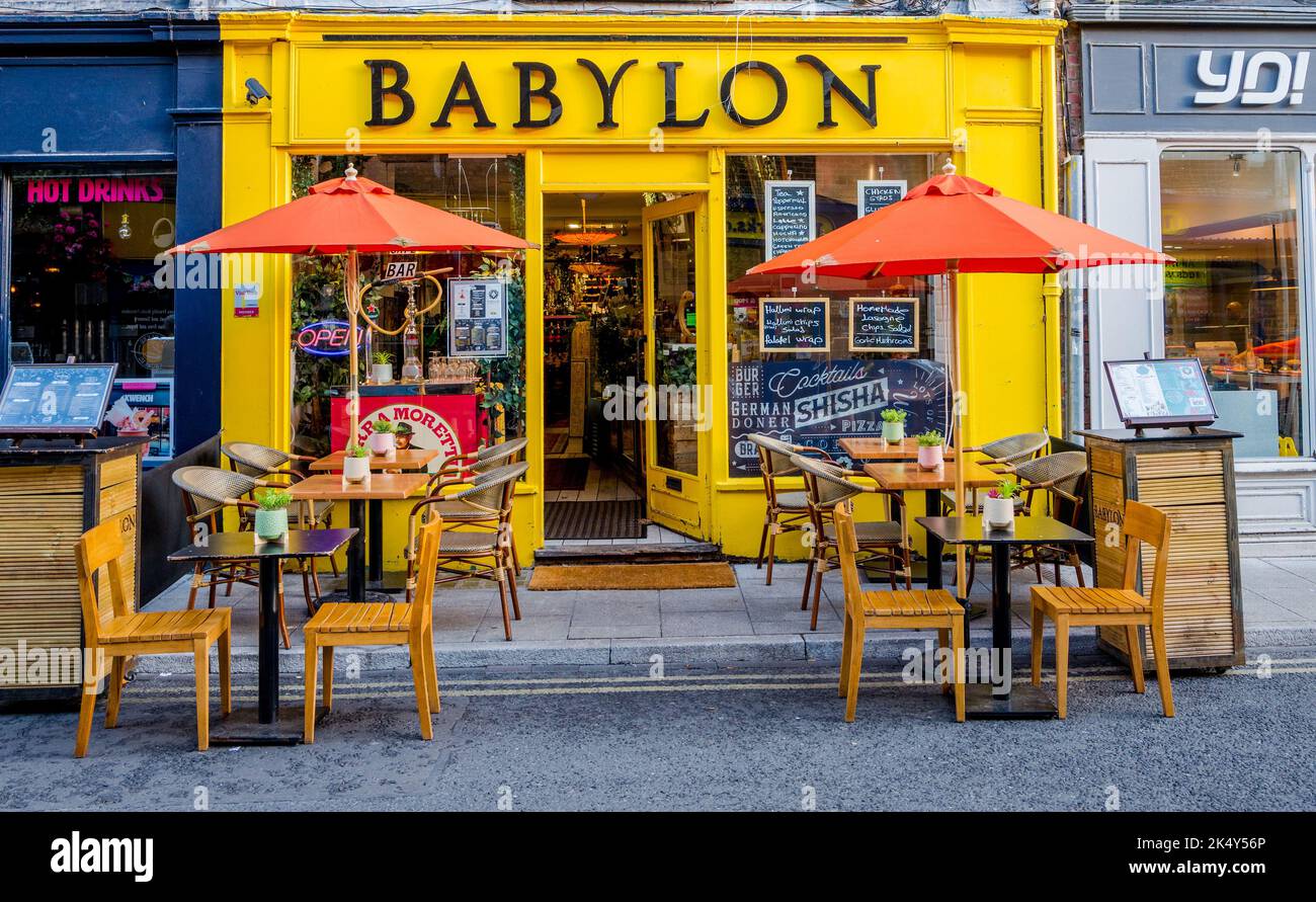 The Babylon restaurant offering Mediterranean and Turkish cuisines in the centre of York, Yorkshire, England. Stock Photo