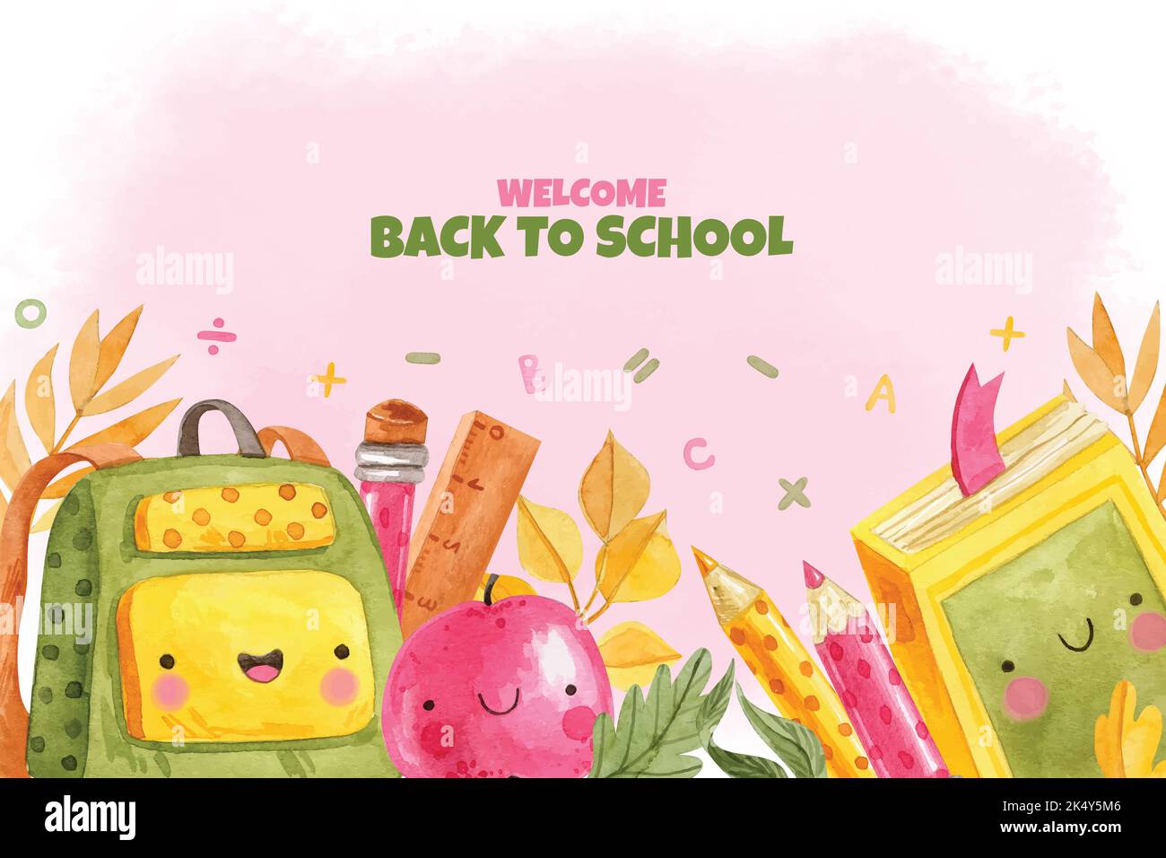 watercolor back school background vector design illustration Stock Vector