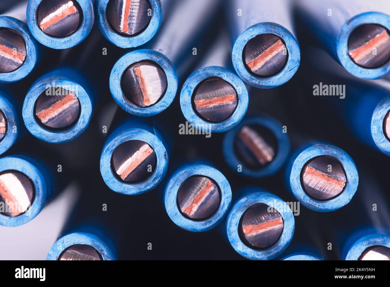 Cross section of electrical copper wire closeup Stock Photo Alamy