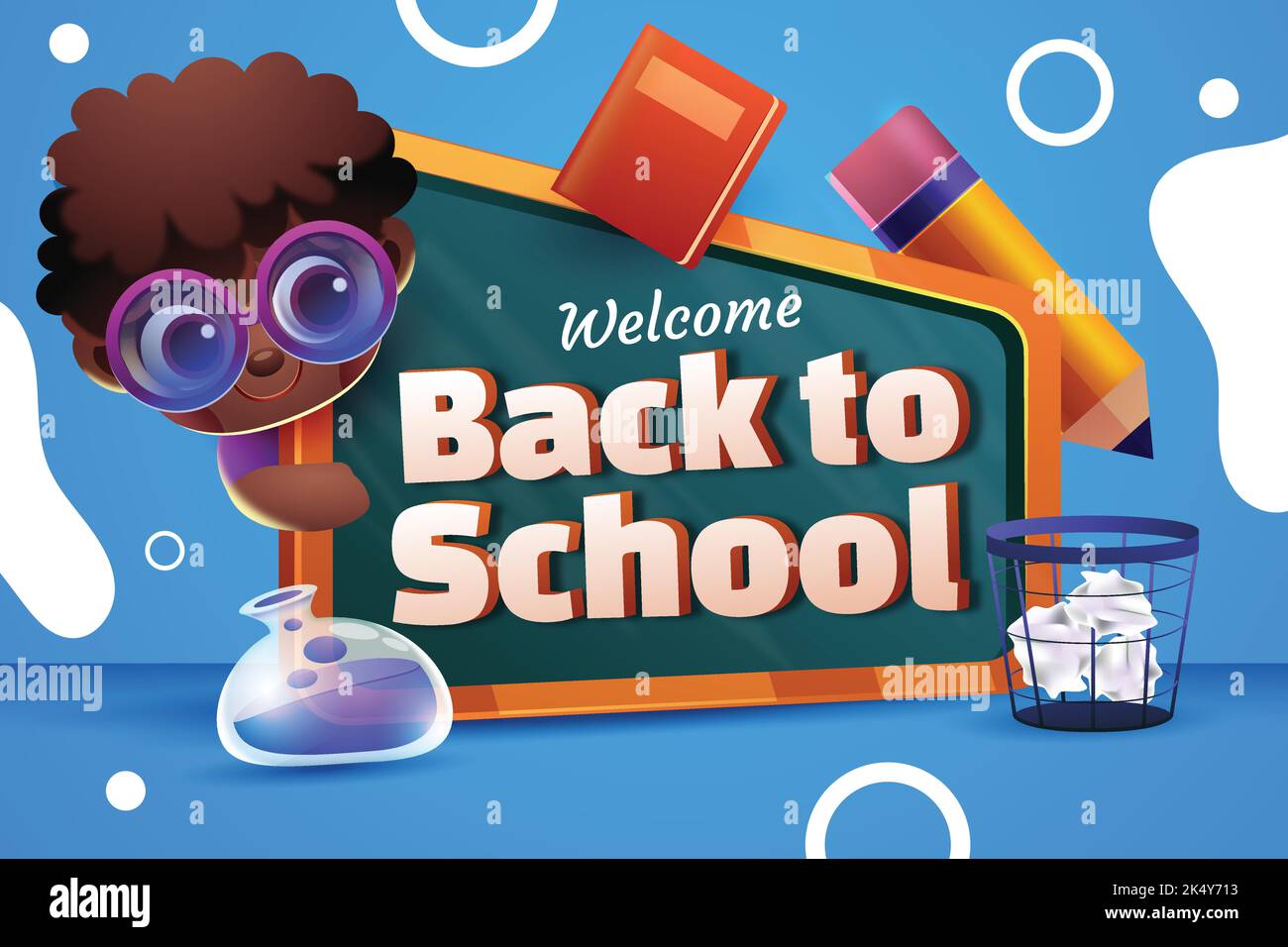 realistic back school background vector design illustration Stock Vector