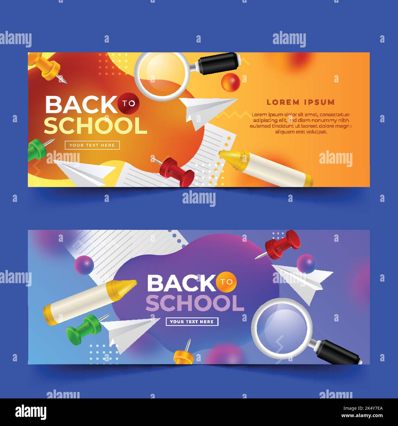 realistic back school banners set vector design illustration Stock ...