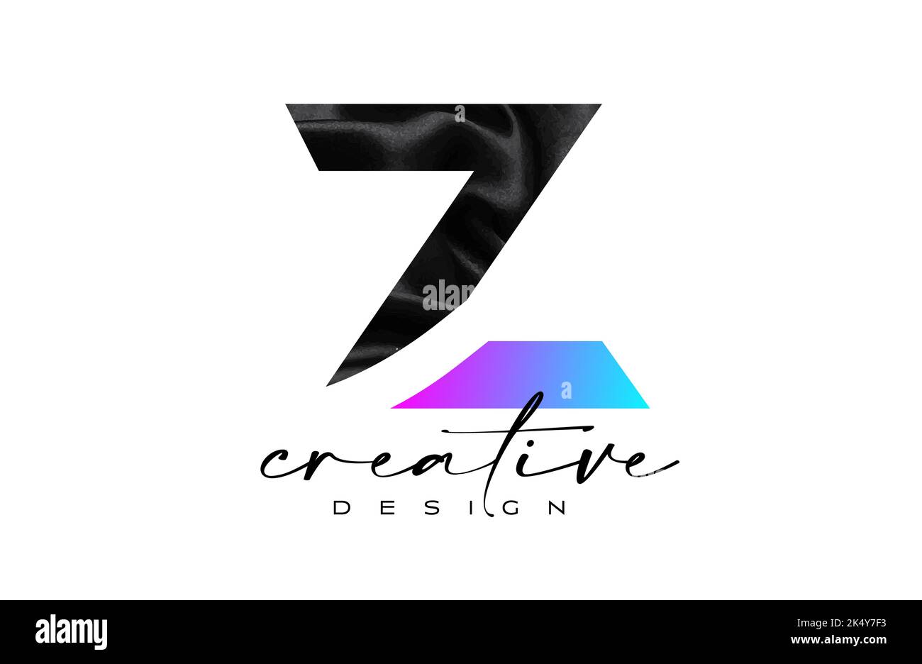 Black Silk Letter Z Logo Design with Textile Material Texture and