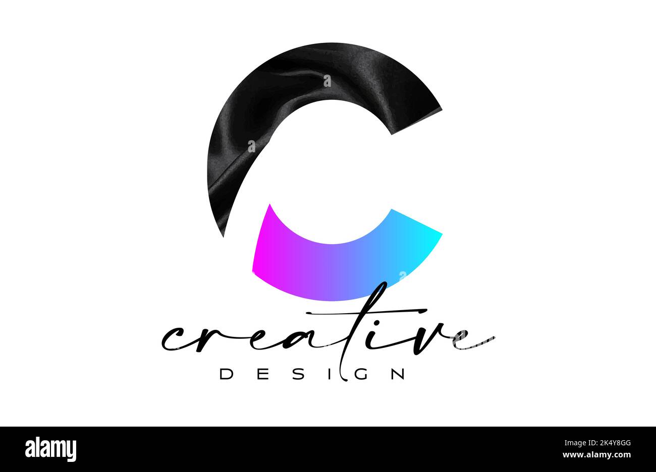 Black Silk Letter C Logo Design with Textile Material Texture and ...