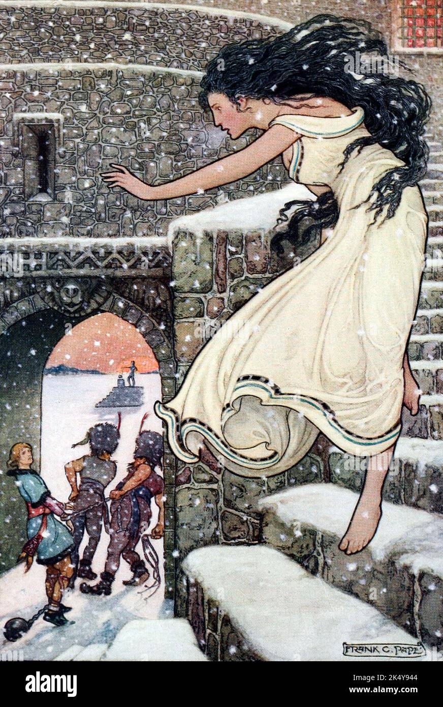 Then the Princess ran with her feet all bare out into the open corridor ...