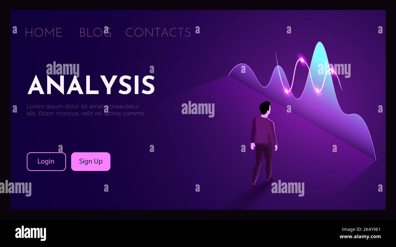 Man stands in front of finance chart. Business analytics concept