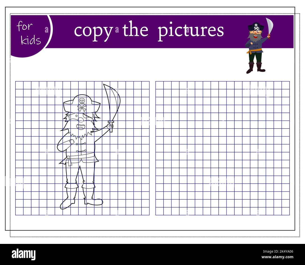 Copy the picture, educational games for children, cartoon pirate ...