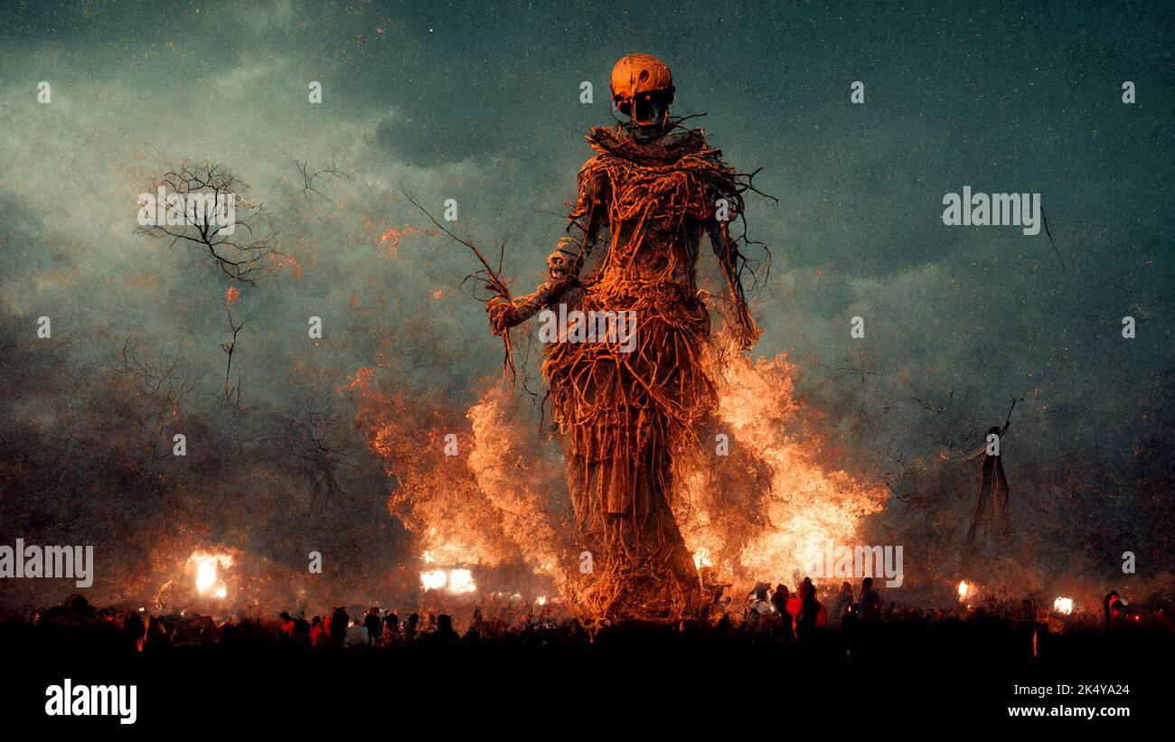 Computer-generated AI image of Wicker Man festival Stock Photo