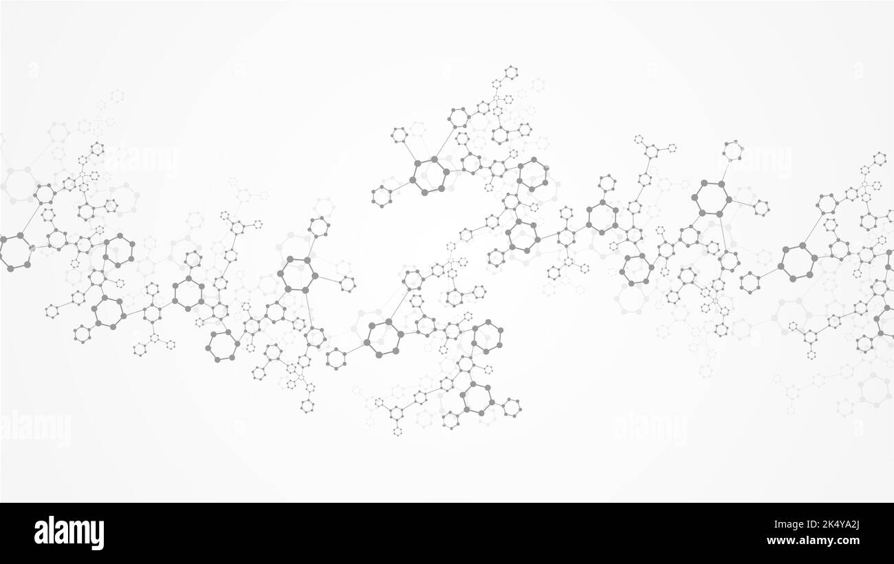 Modern science background with lines, dots and hexagons. Wave flow abstract background