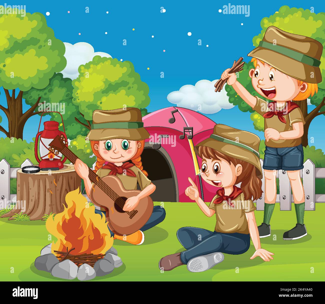 Camping kids at park illustration Stock Vector Image & Art - Alamy