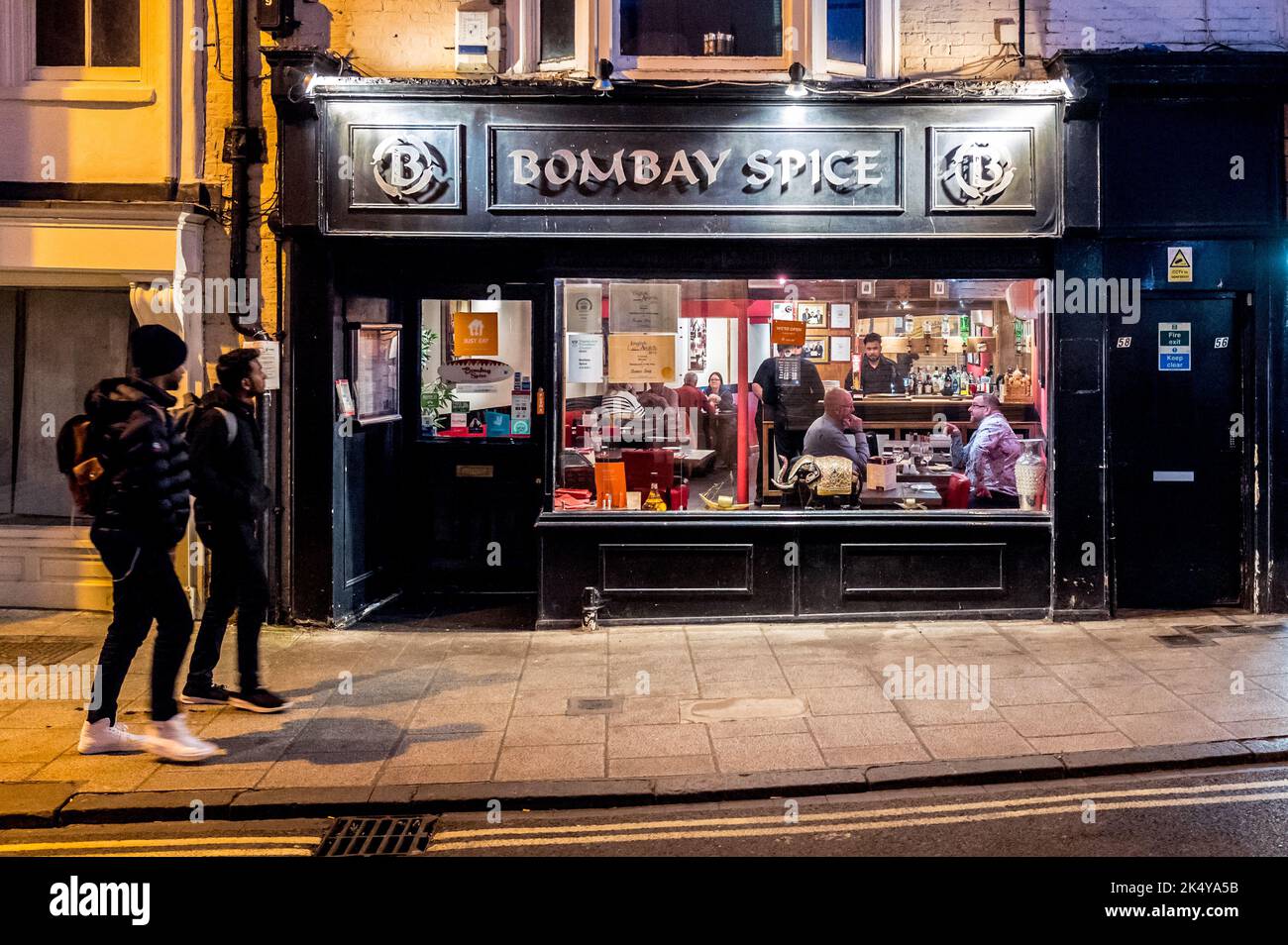 The Bombay Spice, an award winning Indian and Bangladeshi Restaurant  with customers in the city of York, Yorkshire, England. Stock Photo