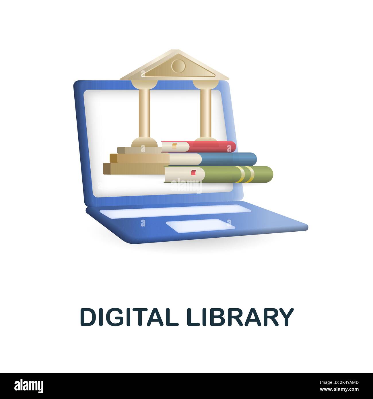 Digital Library icon. 3d illustration from e-learning collection ...