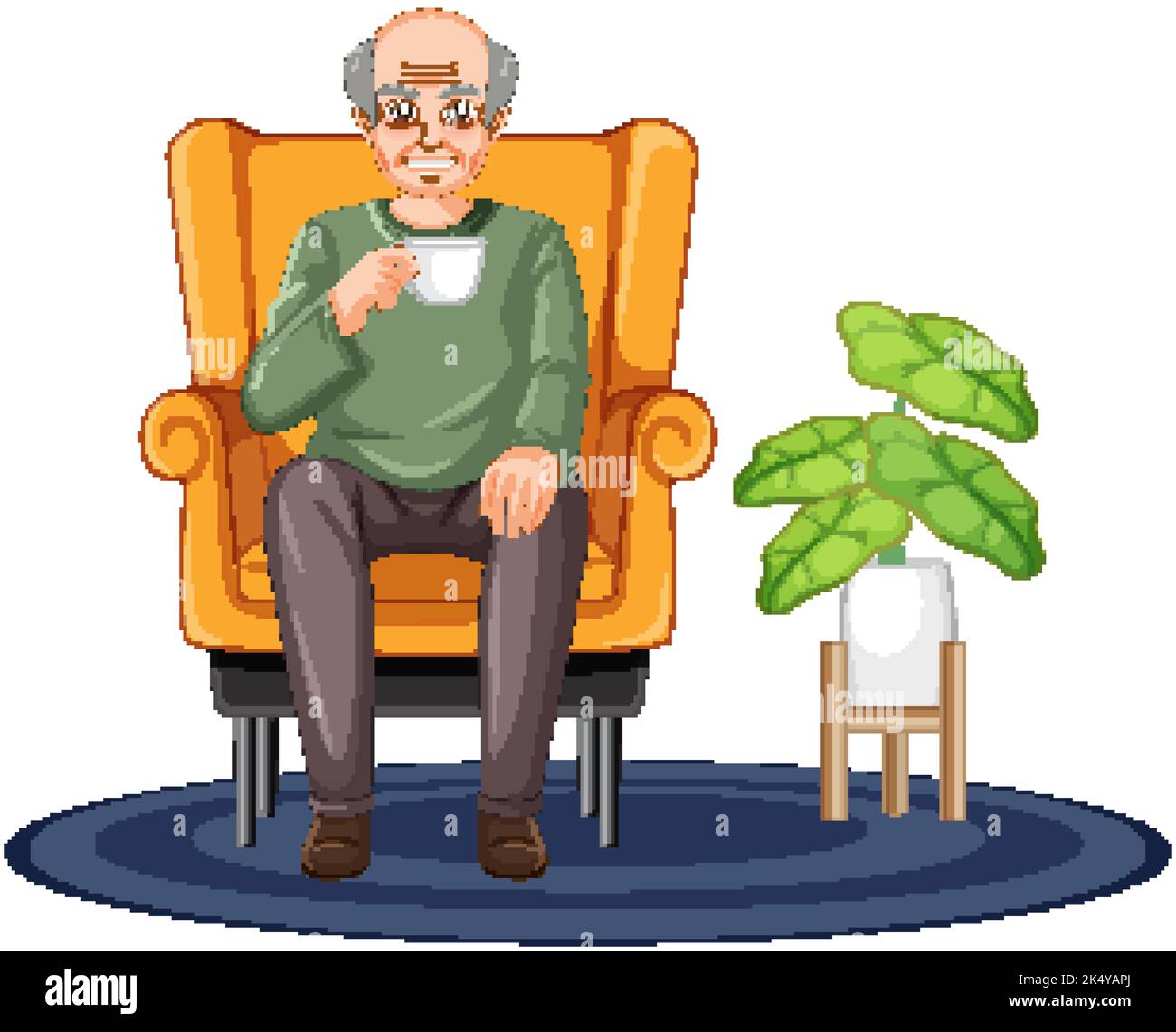 Old man sitting on sofa illustration Stock Vector Image & Art - Alamy