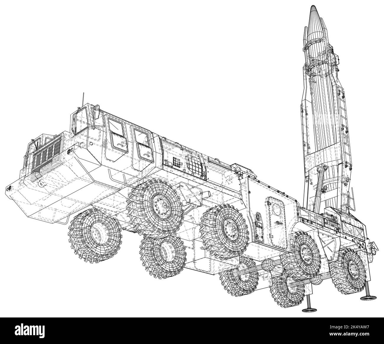 Weapons of mass destruction. A missile with a warhead looks into the sky, ready to launch. Nuclear weapons, chemical weapons. Bomb, shelling. Vector Stock Vector