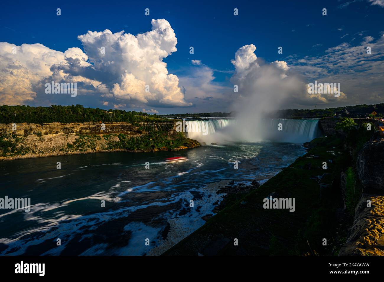 Canadian side view of Niagara Falls, American Falls, Horseshoe Falls