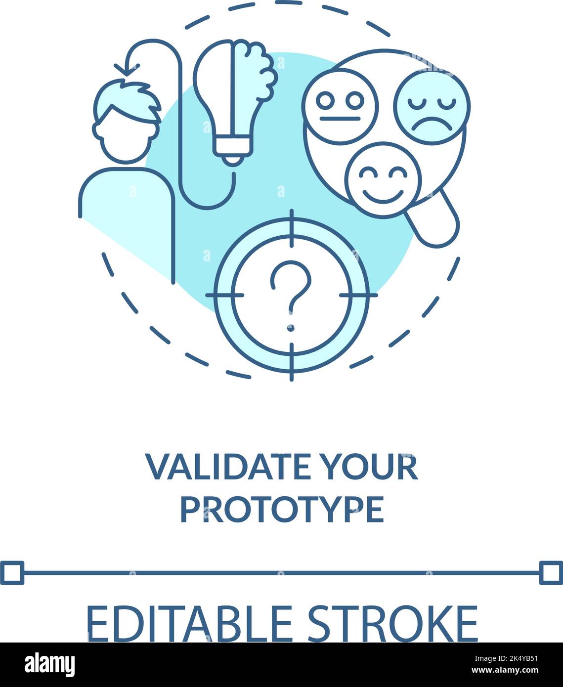 Validate your prototype turquoise concept icon Stock Vector