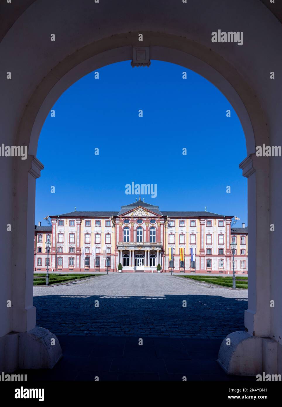 The corps de logis of the Baroque Bruchsal Palace (Schloss Bruchsal), also called the Damiansburg, in Bruchsal, Germany Stock Photo