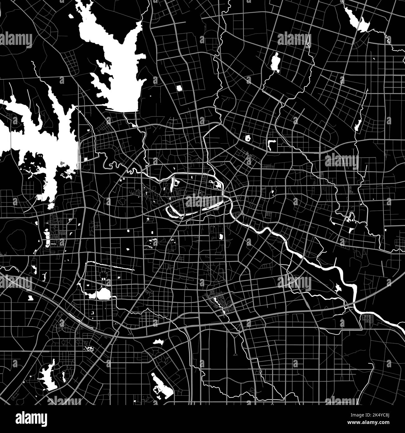 Map of Hefei city. Urban black and white poster. Road map image with ...