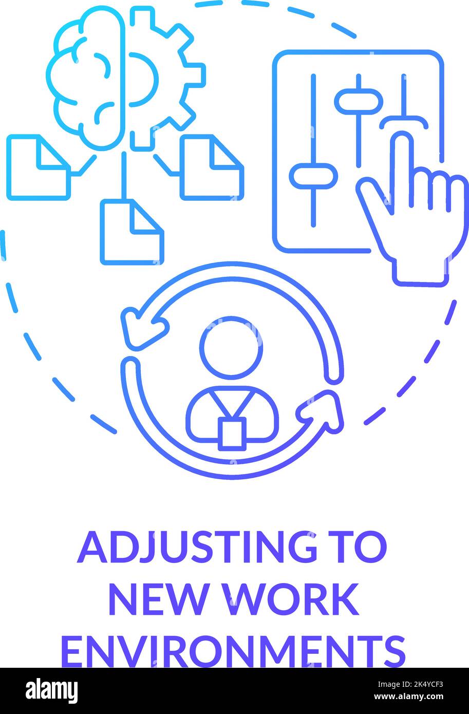 Adjusting to new work environments blue gradient concept icon Stock Vector