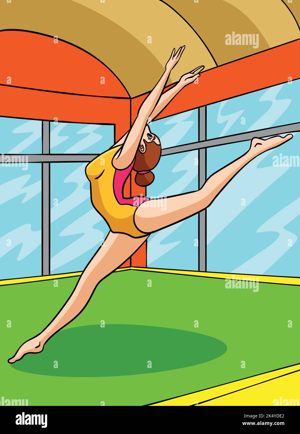 Gymnastics Sport Colored Cartoon Illustration Stock Vector Image & Art ...