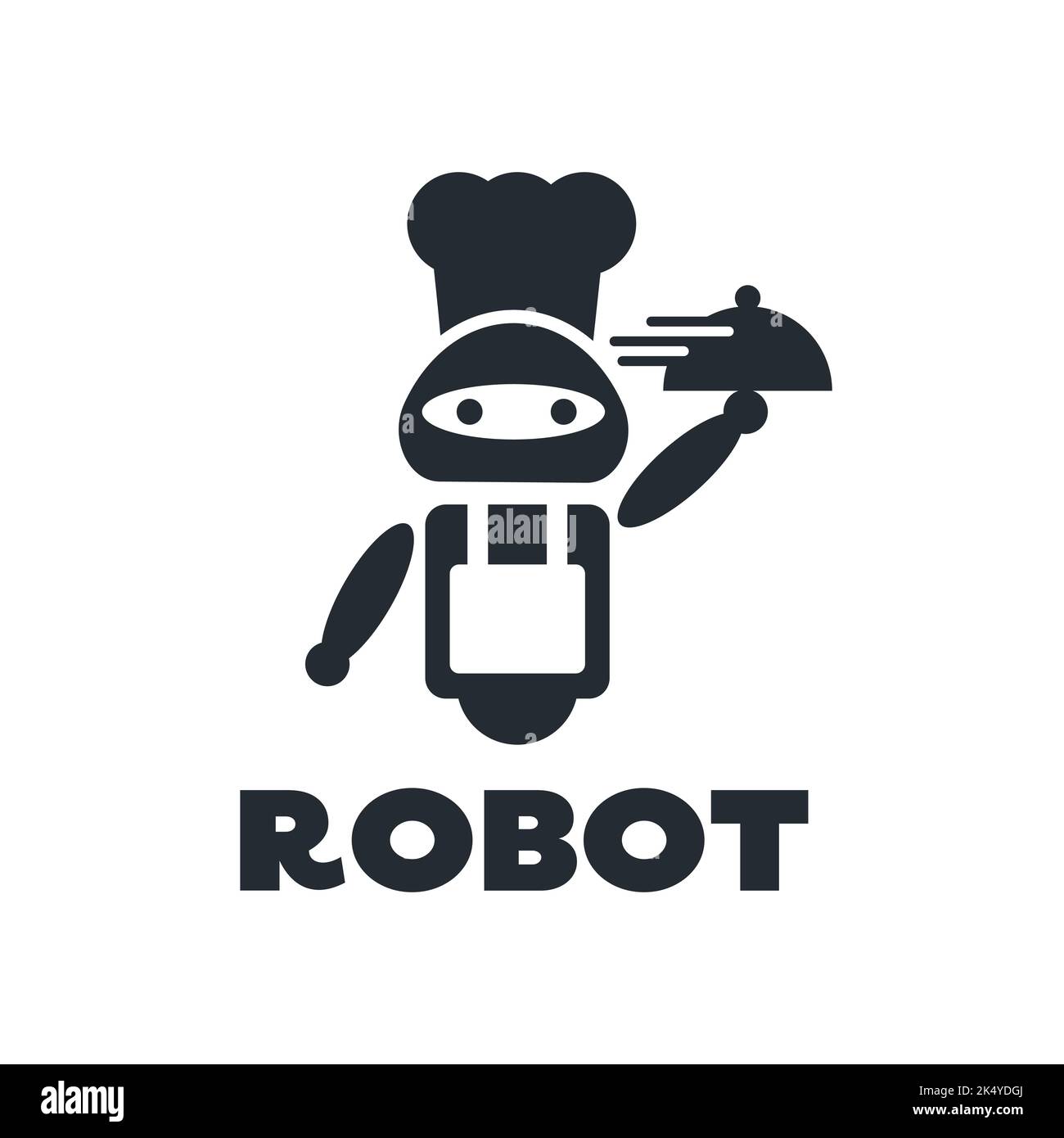 Restaurant waiter robot Robot character Technology chef fast food cafe Stock Vector