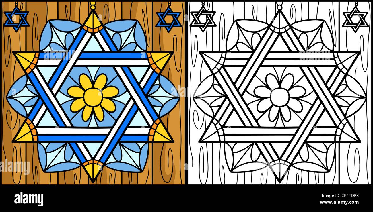 Hanukkah Star of David Coloring Illustration Stock Vector