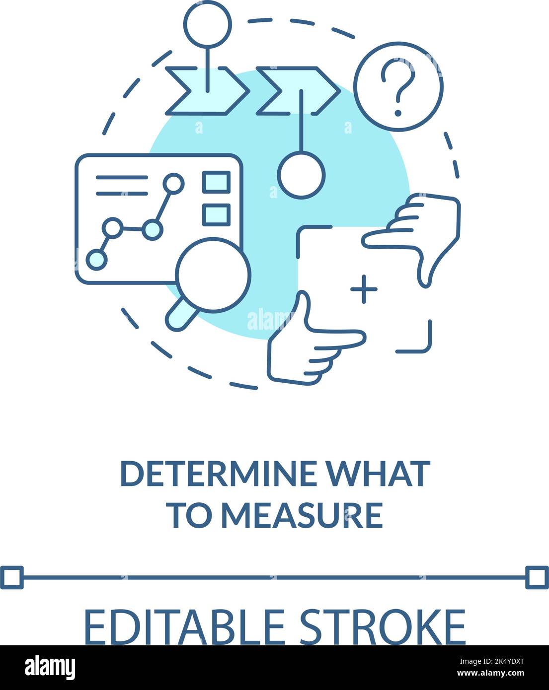 Identify what to measure turquoise concept icon Stock Vector