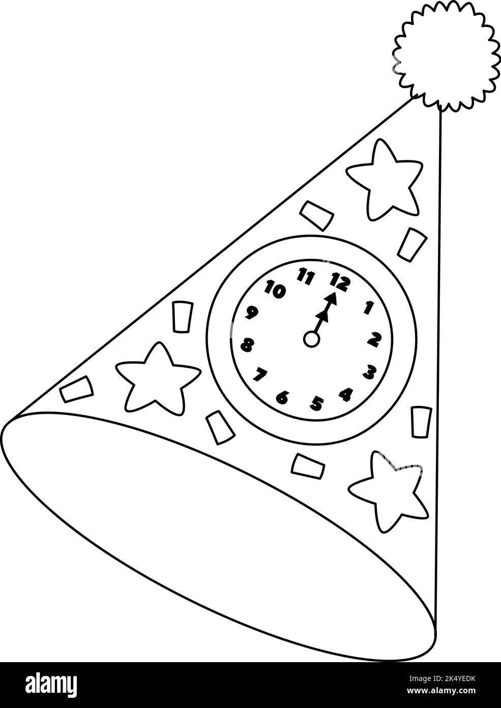 New Years Eve Party Hat Isolated Coloring Page Stock Vector Image &amp; Art ...