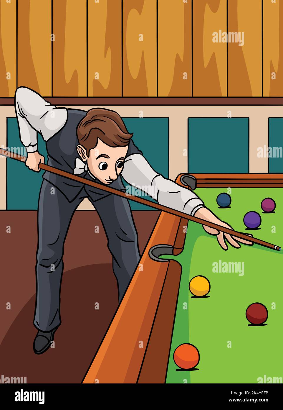 Snooker Sport Colored Cartoon Illustration Stock Vector
