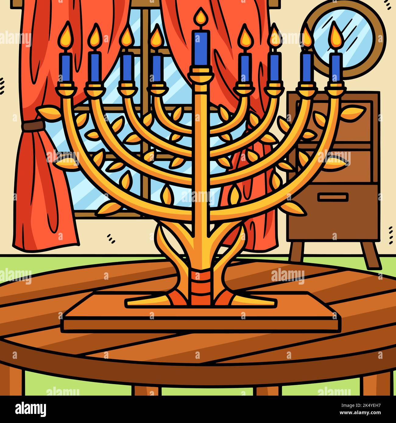Hanukkah Menorah Colored Cartoon Illustration Stock Vector Image & Art