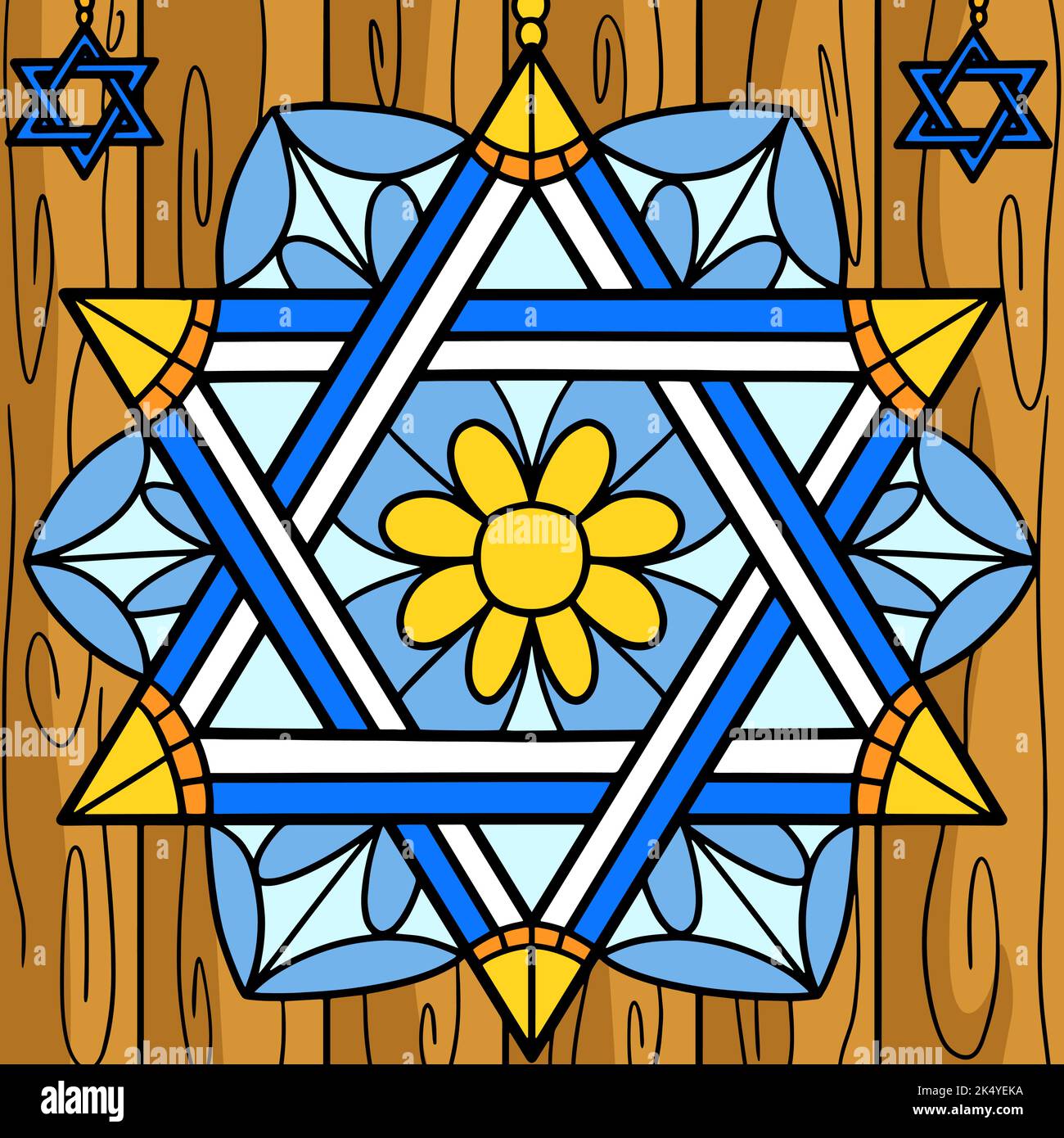 Hanukkah Star of David Colored Cartoon  Stock Vector