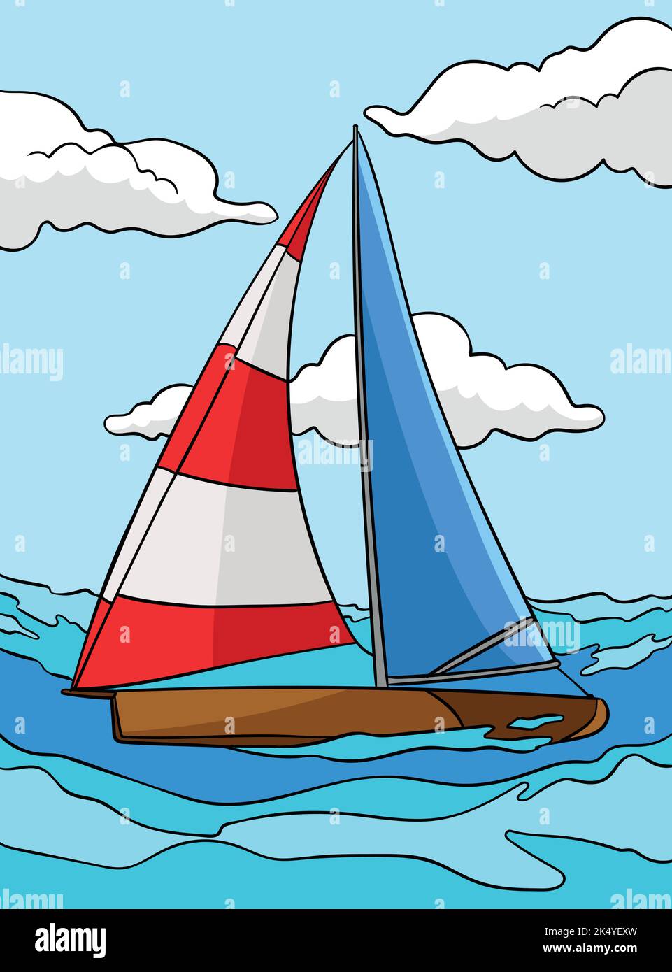 Sailing Sport Colored Cartoon Illustration Stock Vector Image & Art Alamy