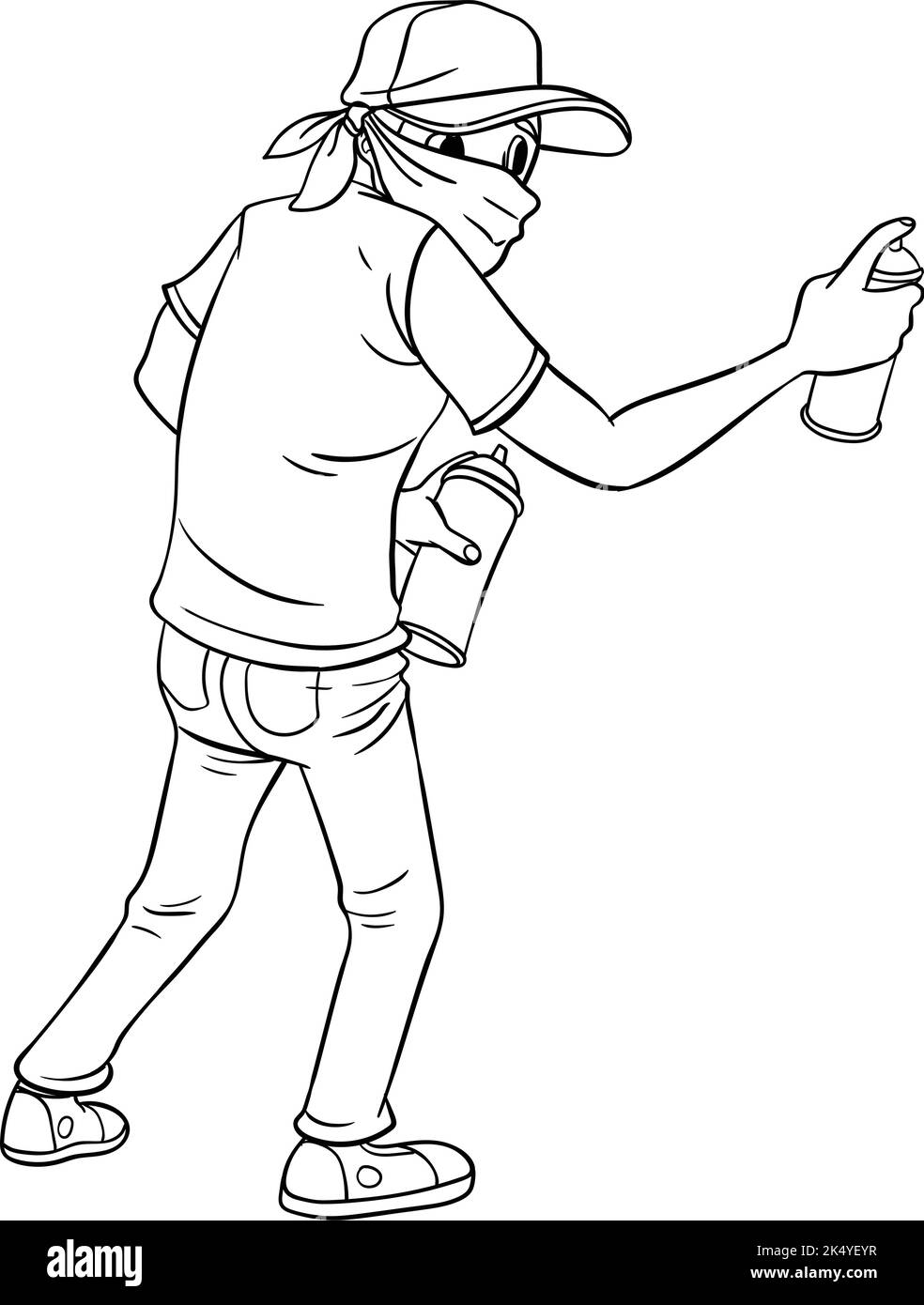 Graffiti Artist Isolated Coloring Page for Kids Stock Vector Image