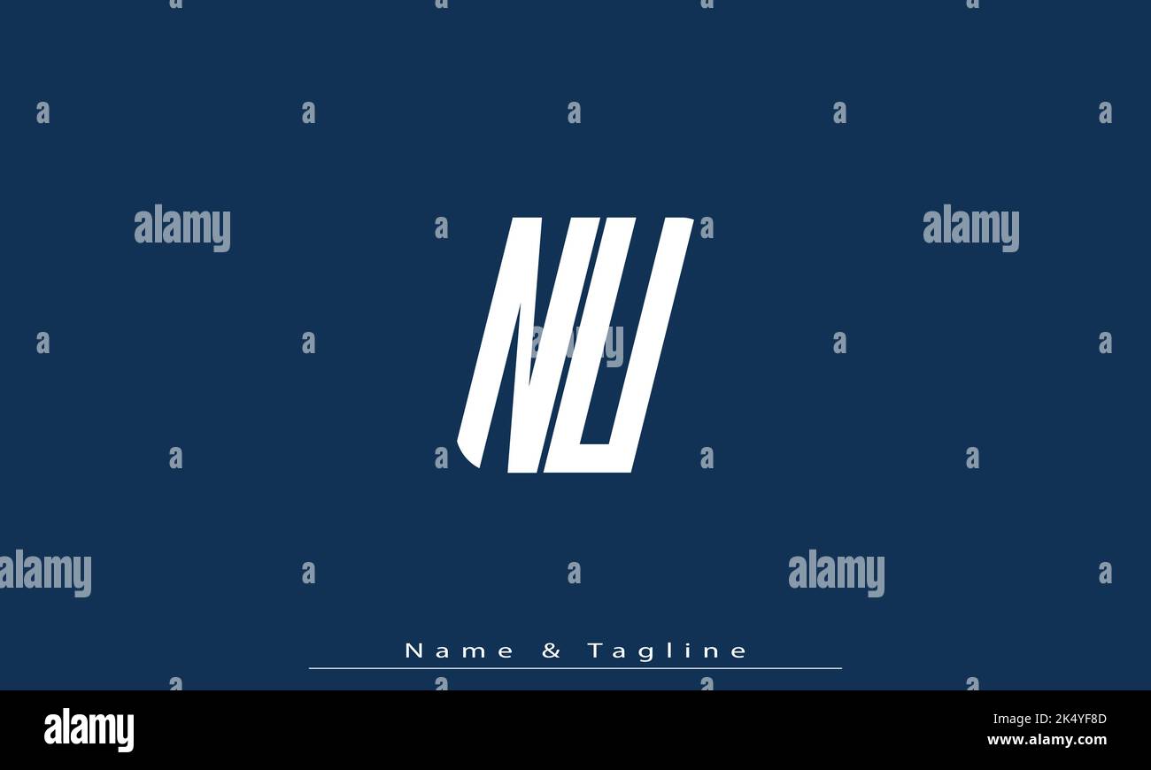 Alphabet letters Initials Monogram logo NU , UN Stock Vector