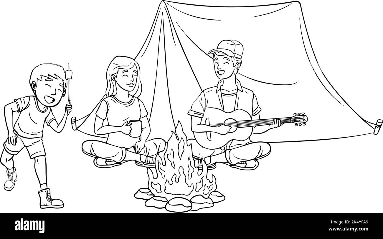 Camping Isolated Coloring Page for Kids Stock Vector Image & Art Alamy